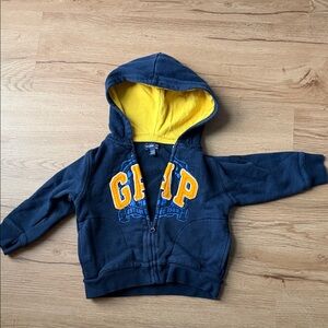GAP Kids Blue Hoodie with Yellow Accents (12-18mos)